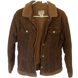 Rifle Brown Corduroy Sherpa-Lined Jacket Size Large